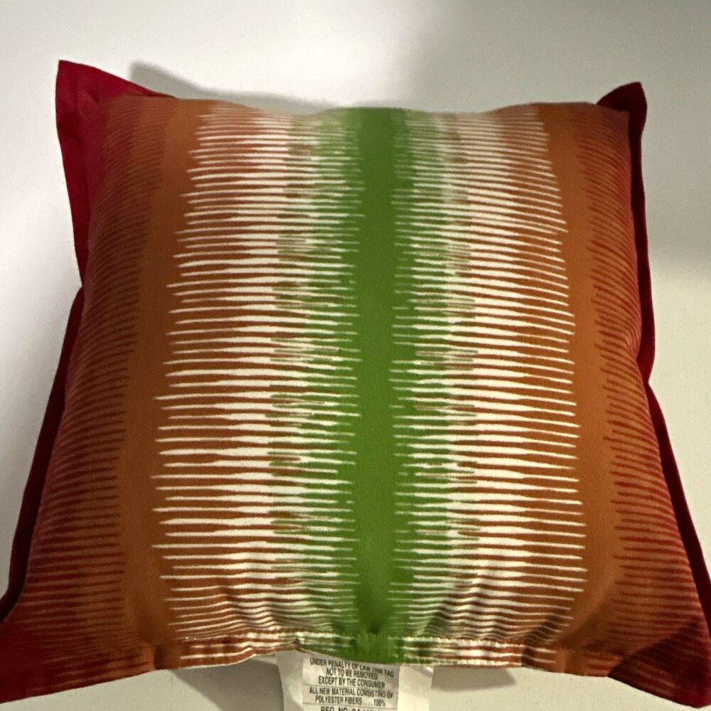 Garden Treasures 17x17 Striped Decorative Pillow Red/Orange/Green Polyester